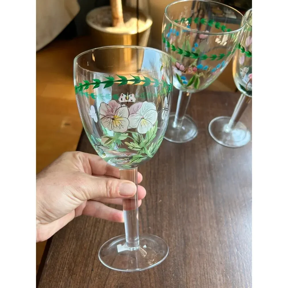 5 Portmeirion Botanic Garden Rhododendron hand painted 16 oz goblet 8